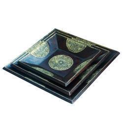 Chemical Resistant Black Color Brass Tray Set