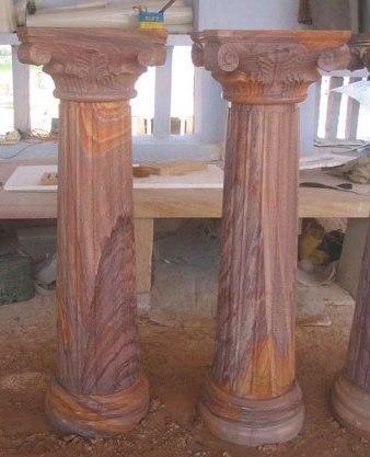 Indian Brown Marble Pedestal Pillar