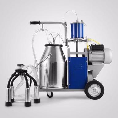 Silver And Blue Stainless Steel Milking Machine