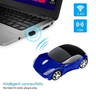 Blue Microware 3D Sports Racing Car Shape Wireless Optical Mouse