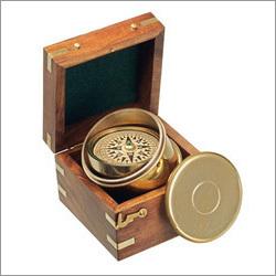 Gimbaled Boxed Nautical Brass Compass