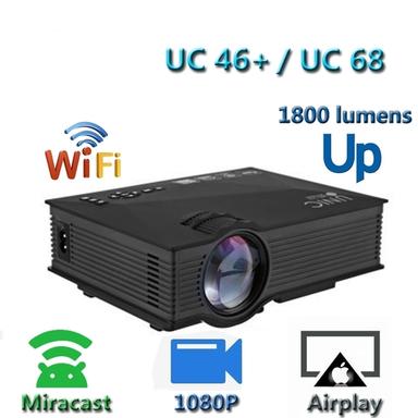 New Upgrade Uc68 Multimedia Home Theatre 1800 Lumens Led Projector With Hd 1080P Better Than Uc46 Support Miracast Airplay Contrast Ratio: 800: 1