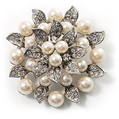White Gold Plated Artificial Brooch Gender: Women