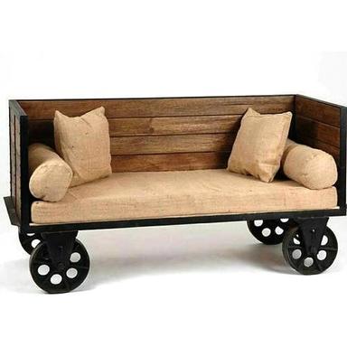 Black Cushion Back Wooden Sofa Set