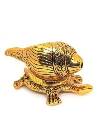 Gold Golden Showpiece Tortoise Shape Shankh For Vastu And Feng Sui