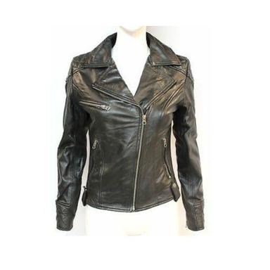 Black Zip Closure Ladies Leather Jackets