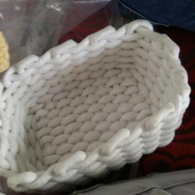 Silver White Handmade Cotton Basket