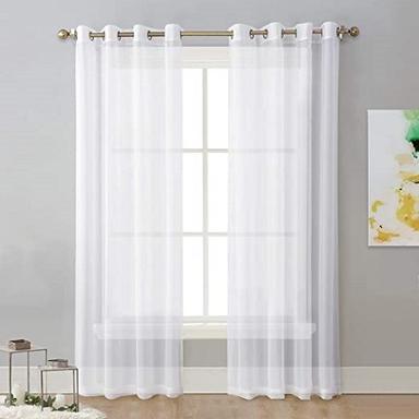 White Plain Design Sheer Curtains