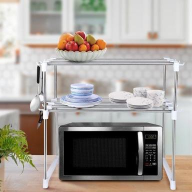 Silver 2 Layer Durable Multipurpose Kitchen And Hotel Use Stainless Steel Oven Stand