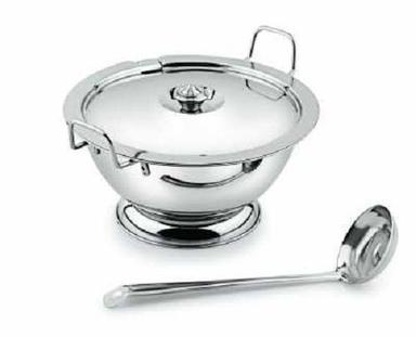 Silver Round Stainless Steel Soup Tureen