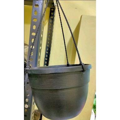 Black Metal And Plastic Made Round Shape Balcony Hanging Flower Pot