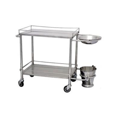 Durable 75 X 45 X 81 Cm. Size Four Wheel Stainless Steel Silver Hospital Dressing Trolley