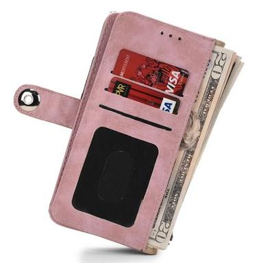 Premium And High Finish Latest Pure Leather Pink Color Mobile Cover Design: Flip