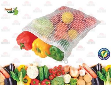 White 100% Virgin Plastic Hdpe Vegetable And Fruit Organizer Net Bag With Zipper