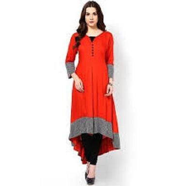 100% Cotton Plain Full Sleeves Party Wear Stylish Red Frock Suit For Ladies  Decoration Material: Beads