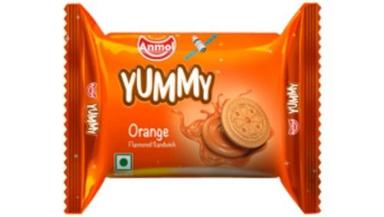Anmol Yummy Vegan And Gluten-Free Orange Flavoured Sandwich Biscuit Fat Content (%): 17.63 Grams (G)