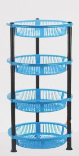 Aristo Open Type Four Level Black And Blue Round Plastic Storage Rack - Detachable