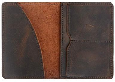Black Mens Brown Leather Passport Cover Durable Leather For Casual Wear