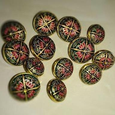 Colorful Light Weight And Long Durable Antiqued Green Printed Bone Button