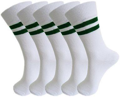 Reinforced Heel And Toe Striped Top Ribbed Tube Nylon And Poly Cotton Socks 