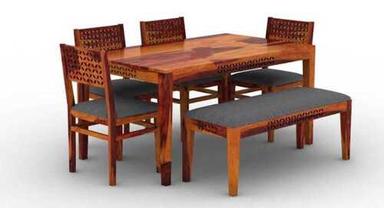 Machine Made Brown And Black Stylish Carved Wooden Dining Tables With Six Chair
