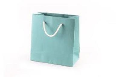 Recyclable Easy To Carry Sky Blue Color Plain Paper Bag With Loop Handles For Shopping Purpose