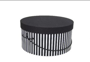 Round Black And Brown Striped Pattern 7 Inches Size Hat Box 