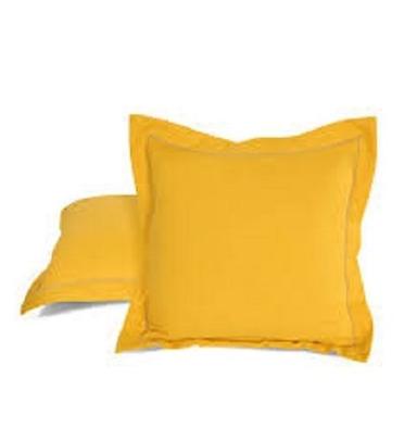 Yellow Color Plain Pattern Square Shape Silk Cushion Cover