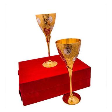 Golden Antique Elegant Design Brass Traditional Glass Gift Set