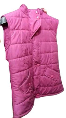 Ladies Casual Pink Color Winter Half Sleeves Jacket