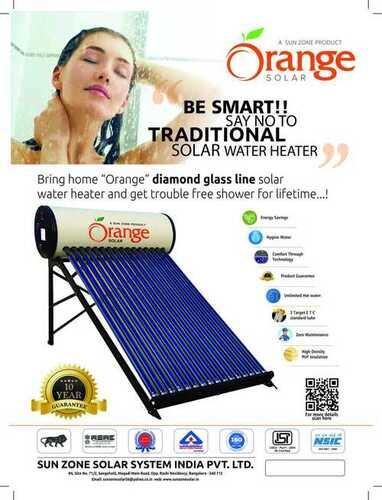 Silver Orange Diamond Glass Lined Solar Water Heater