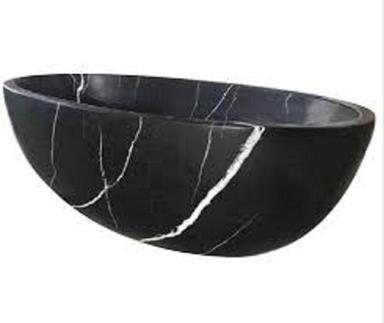 Glossy Finish Oval Shape And Plain Black Color Marble Bathtub