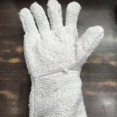 Silver White Large Size Full Finger Heat Resistant Asbestos Safety Hand Gloves