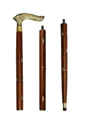 Wood Antique Leminated 36 Inches Wooden Walking Stick With Brass Handle