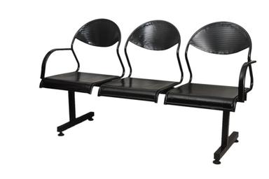 Silver Black Iron Three Seater Reception Waiting Chairs