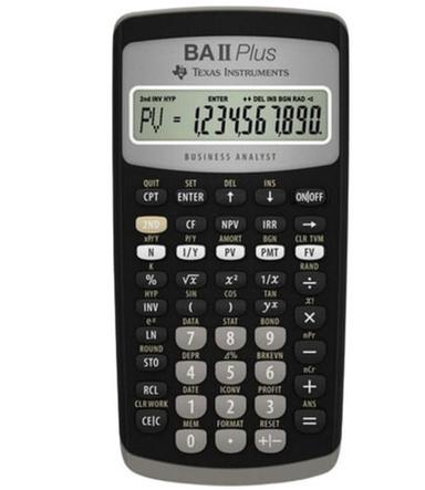 Black 10 Digit Pvc Ba-Ii Plus Advance Financial Calculator