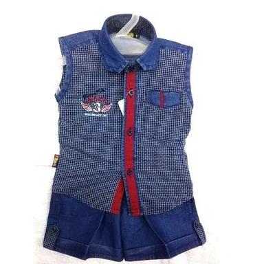 Sleeveless Round Neck Casual Girl Denim Dresses With Skirt Boxers Style: Thongs