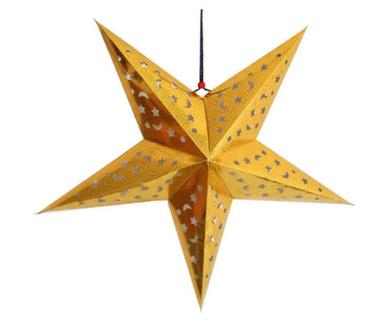Golden 26 Cm Easy To Install And Lightweight Paper Christmas Hanging Star 