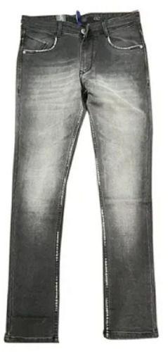Grey 32 Inch Waist Size Regular Fit Denim Faded Jeans For Men