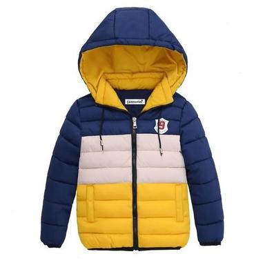 Multicolor Full Sleeves Zipper Closure Striped Padded Winter Jacket For Kids Age Group: 4 To 7 Years