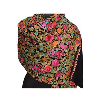 Multicolor 38X12X3.5Cm Machine Cotton Embroidered Shawls For Women Use