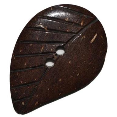 Dark Brown Flatback Style Leaf Shaped 20Mm Polished 2 Holes Coconut Shell Button