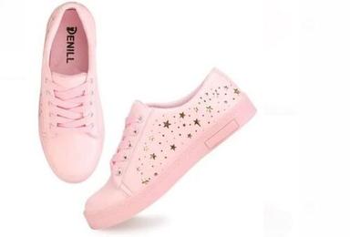 Pink All Sizes Double Core Eva Sole Plain Sneaker Shoes For Girls