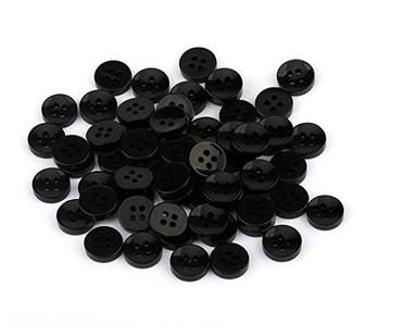 Black 11.5 Mm And 4 Holes Plain Round Plastic Shirt Button