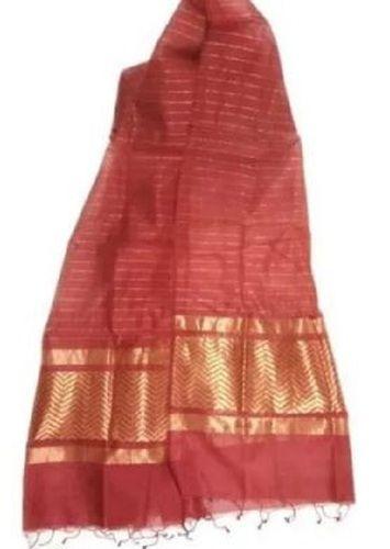 Pink 2.5 Meter Length Casual Wear Chanderi Dupatta For Ladies