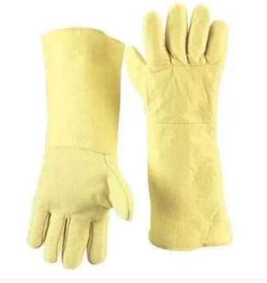 Yellow Washable And Heat Resistant Full Finger Asbestos Hand Gloves