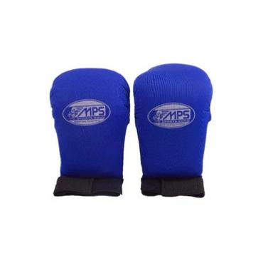 Blue Sports Wear Full Finger Faux Leather Printed Karate Gloves