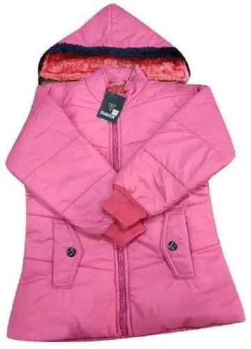Full Sleeves Polyester Plain Zipper Girls Winter Jacket Chest Size: 32 Inch
