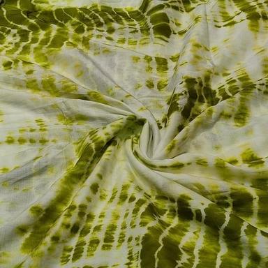 Green And White 185 Gsm 60S Yarn Count 75 Kg/M3 Density 2% Shrinkage Printed Silk Fabric