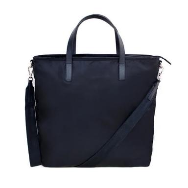 Black 20X16.5X7.5 Cm Zipper Closure Plain Nylon Shoulder Bag 